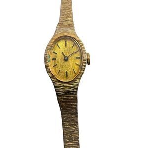 Vintage Timex Ladies Gold Tone Textured Wrist Watch Adjustable Untested